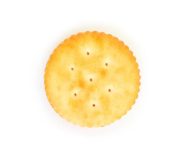 Cirkel Cracker Ovanifrån Vit Bakgrund — Stockfoto