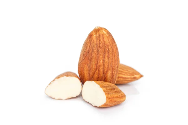 Pile Almonds Seeds White Background — Stock Photo, Image