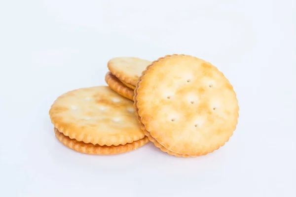 Kupie Cracker Koło Białym Tle — Zdjęcie stockowe