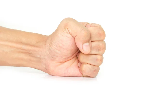 Mano Del Hombre Símbolo Puño Aplastar Sobre Fondo Blanco —  Fotos de Stock