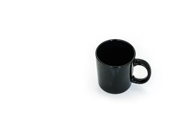 Tasse Schwarz Oder Becher Schwarz Leer Auf Weißem Hintergrund — Stockfoto