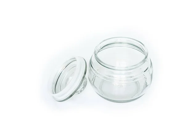 Glass Jar Empty White Background — Stock Photo, Image