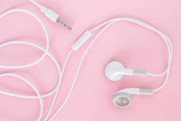 Earbuds Earphones Pink Background — Stock Photo, Image