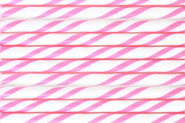 Striped Drink Straws Pink Pattern Background — Stock Photo, Image