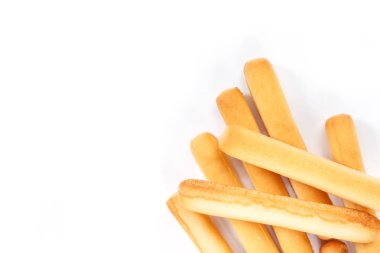 üstten görünüm beyaz zemin üzerine ekmek sopa.