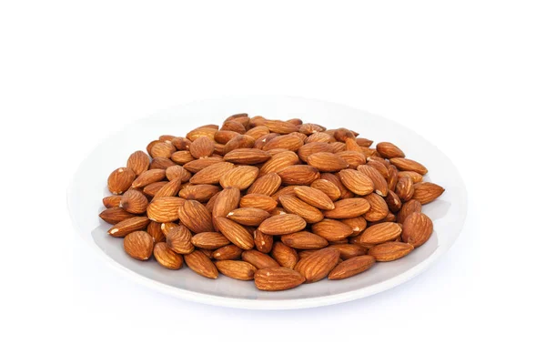 Heap Almonds White Background — Stock Photo, Image