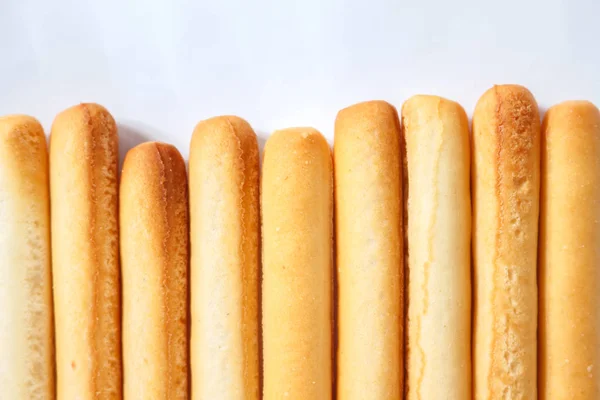 Bread Sticks Top View White Background — Stock Photo, Image
