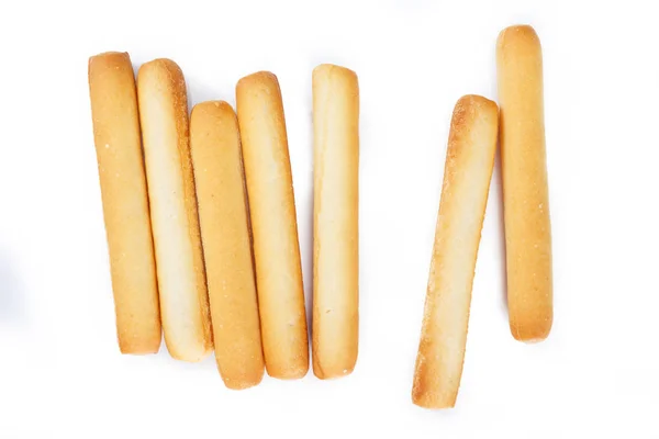 Bread Sticks Top View White Background — Stock Photo, Image