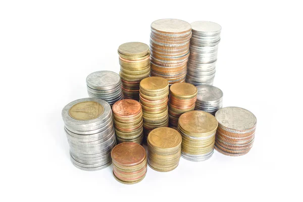 Monedas Dinero Sobre Fondo Blanco — Foto de Stock