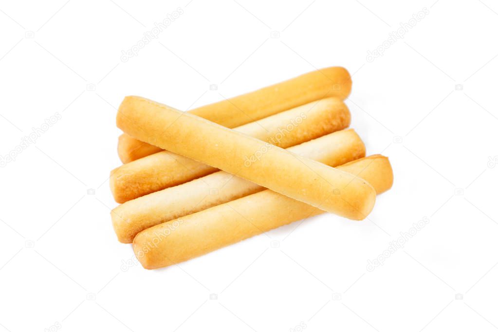 bread sticks on white background.