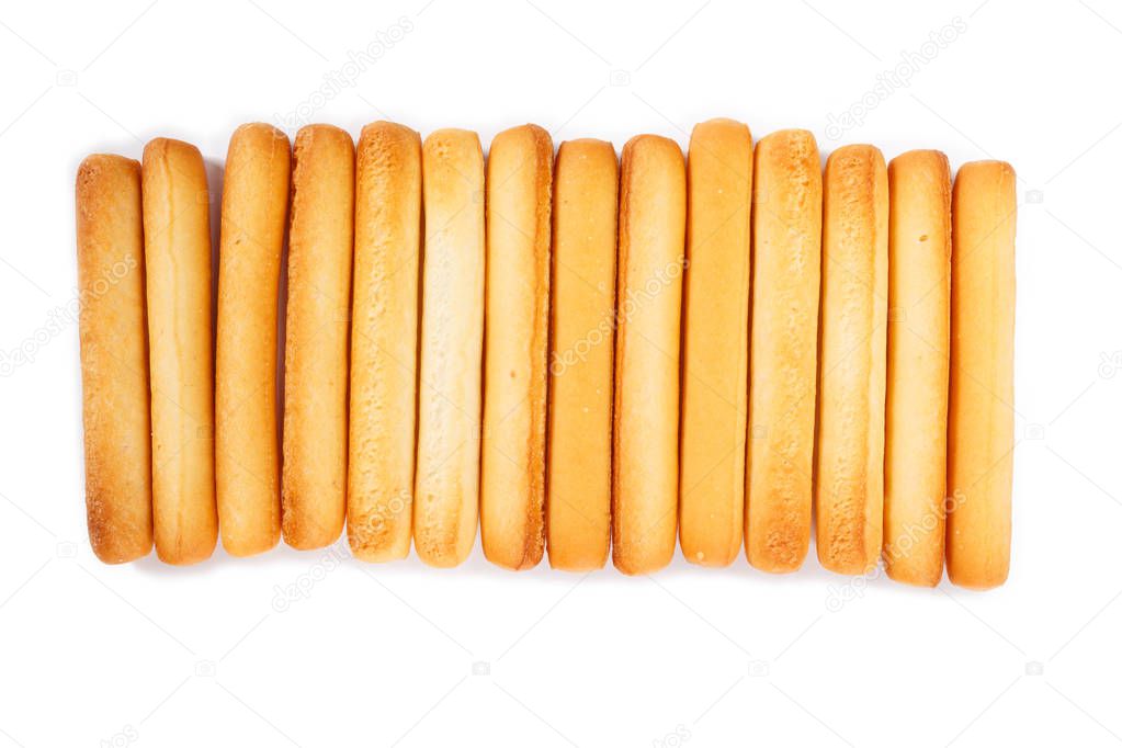 bread sticks on white background.