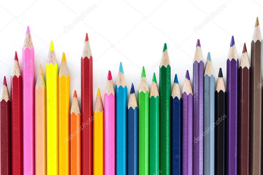 Color pencils isolated on white background.