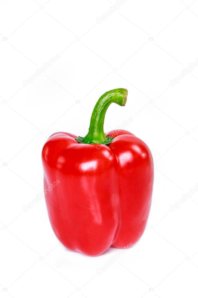 red bell pepper on white background.
