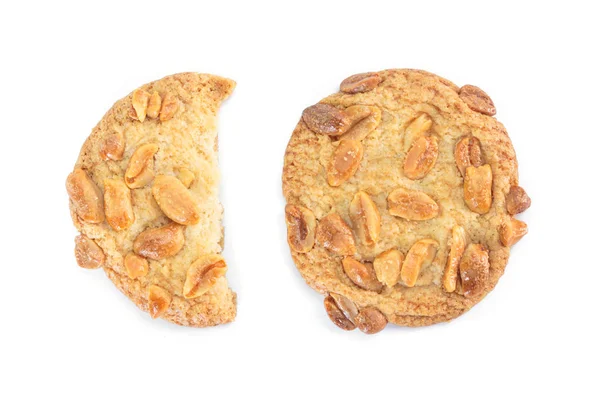 Peanut Cookie Broken White Background — Stock Photo, Image