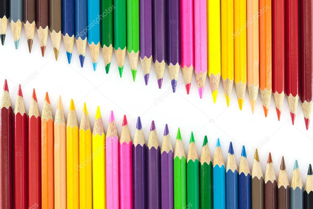 Color pencils isolated on white background.