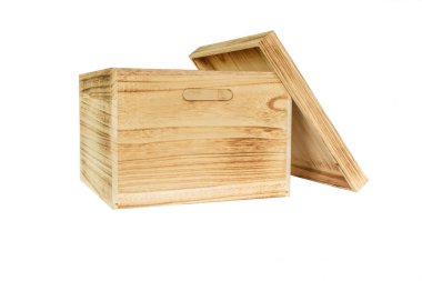 tahta kutu beyaz arkaplanda boş.