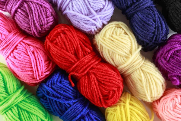 Yarn Many Color Top View Texture Background — Stock Photo, Image