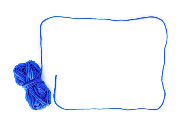 Border Yarn Color Blue White Background — Stock Photo, Image