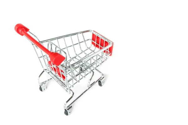 Red Shopping Cart White Background — Stock Photo, Image