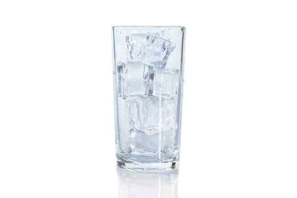 Склянка Кубика Льоду Білому Тлі — стокове фото
