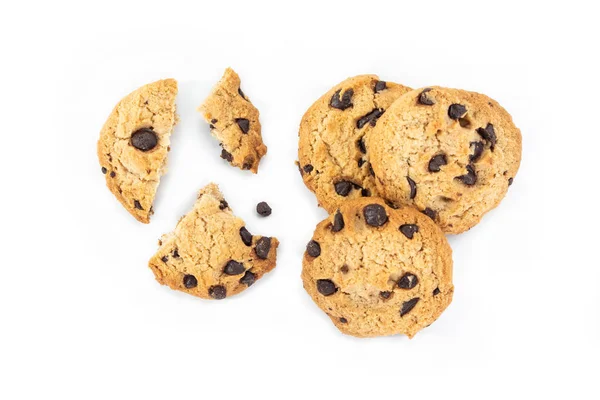 Cookie Chocolate Broken White Background — Stock Photo, Image