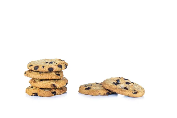 Galleta Chocolate Apilada Sobre Fondo Blanco — Foto de Stock