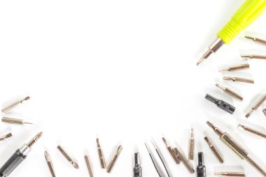 kafa tornavida beyaz arka plan üzerinde üst görünümü ayarlamak.