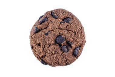 beyaz arka planda bir çerez çikolata.