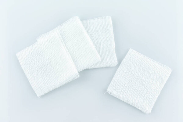 gauze pads on white background.