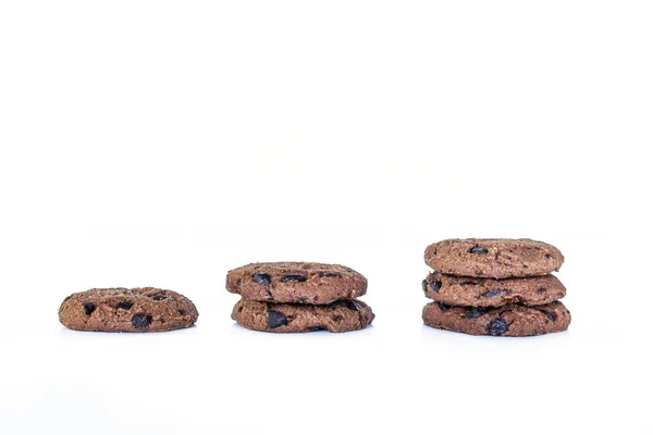 Galleta Chocolate Apilada Sobre Fondo Blanco — Foto de Stock