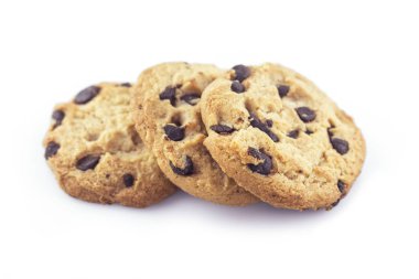 beyaz arka plan üzerinde kazık çerez çikolata.