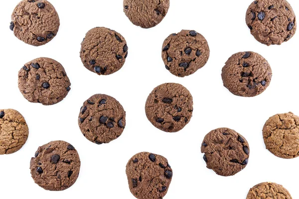 Cookie Choklad Vit Bakgrund — Stockfoto