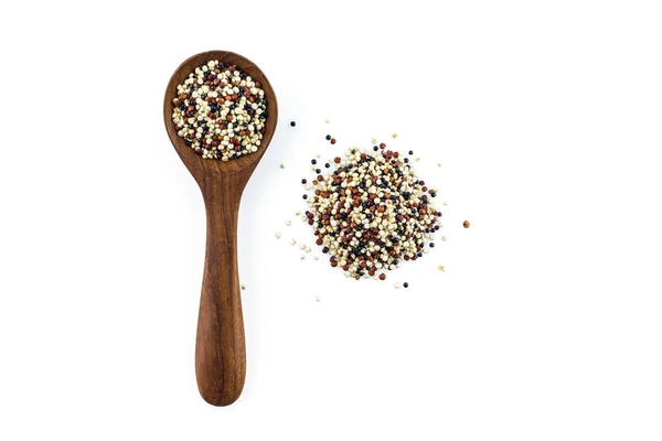 Beyaz Arka Plan Üzerinde Kaşık Quinoa — Stok fotoğraf