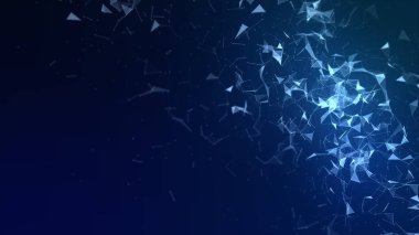 Soyut yüksek teknoloji kavramı. düşük poligon arkaplan, çizgiler ve noktalar veri bağlantısı, koyu mavi arkaplan üzerinde çokgen şekli