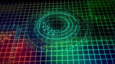 Hud arayüzü ekran animasyon arka plan, fütüristik arayüzü, görselleştirme veri teknolojisi ve iş finansal kavramı  