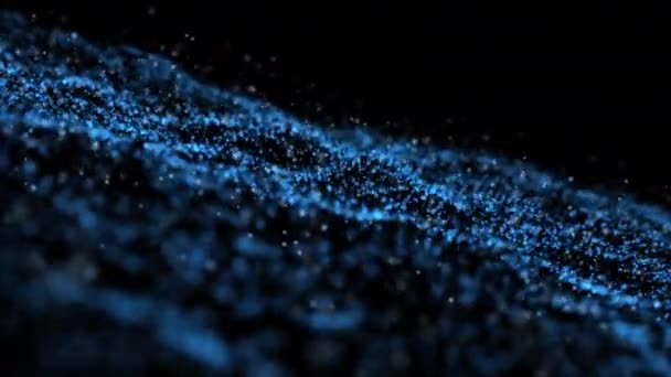 Abstract Blue Glittering Particle Waving Motion Background — Stock Video