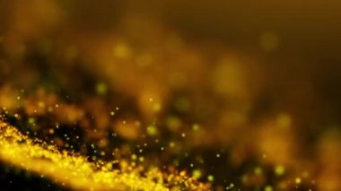Soyut altın ışıltılı parçacık sallayarak hareket arka plan parlayan altın parçacıkları arka plan sallayarak