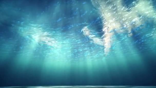 Animation Underwater Ocean Waving Beautiful Sun Shines Underwater — Stock Video