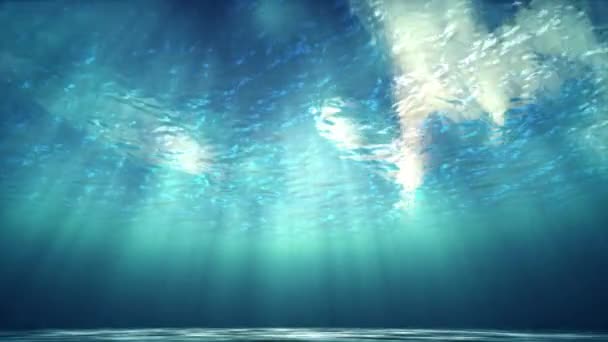 Animación Bajo Agua Del Océano Ondeando Hermoso Sol Brilla Través — Vídeo de stock