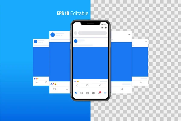 Modern Uppsättning Sociala Medier Foto Posta Ramar Mock Mall Facebook — Stock vektor