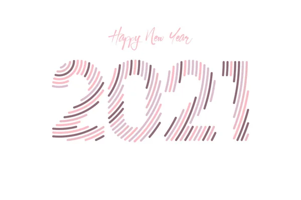 Feliz Año Nuevo 2021 Con Diseño Línea Ilustración Saludo Vectorial — Archivo Imágenes Vectoriales