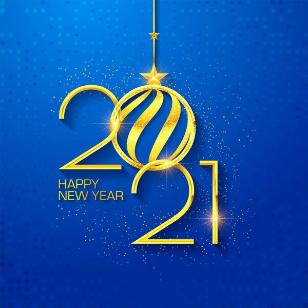 2021年新年快乐 奢华的文字设计 带有金色数字的矢量问候语 — 图库矢量图片