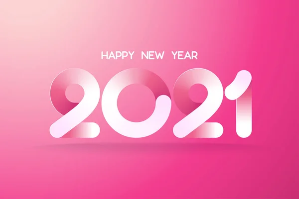 Feliz Ano Novo 2021 Modelo Projeto Texto Papel Gradiente Rosa — Vetor de Stock