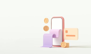 3D ödemeyi kredi kartı konseptiyle yapıyor. Akıllı telefon ile çevrimiçi ödeme işlemini sağlama alın. Cep telefonundaki kredi kartıyla internet bankacılığı. nesne yüzen arkaplan.