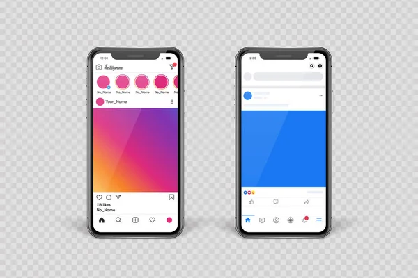 Sosyal medya web sitesinin akıllı telefondaki fotoğrafları. vektör illüstrasyonu