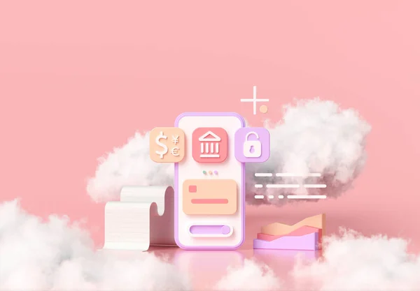 Cashless Κοινωνία Online Mobile Banking Και Ασφαλή Έννοια Πληρωμής Cloud — Φωτογραφία Αρχείου