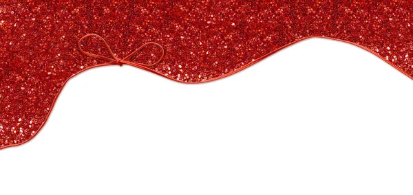 Small Red Silk Soutach Bow Red Glitter White Background — Stock Photo, Image