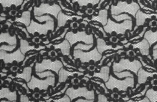 Zwarte Kant Textiel Witte Achtergrond — Stockfoto
