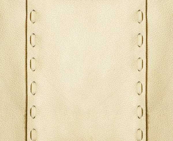 Beige Leder Textur Hintergrund Mit Dekorativen Nähten — Stockfoto