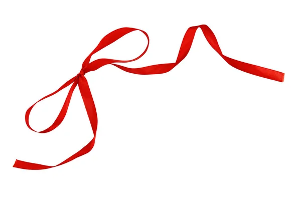 白に孤立した赤い絹のリボン弓 — ストック写真